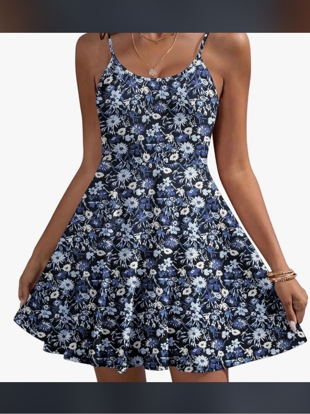HOTOUCH Women's Summer Dress Adjustable Spaghetti Strap Floral Mini Dress XL new